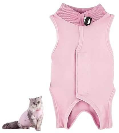 Katzenbody nach OP Kastration Katze,Hundebody nach OP Hündin,Hundebody nach Kastration Rüde,Medical Pet Shirt Katze,Katzenbekleidung (Rosa)