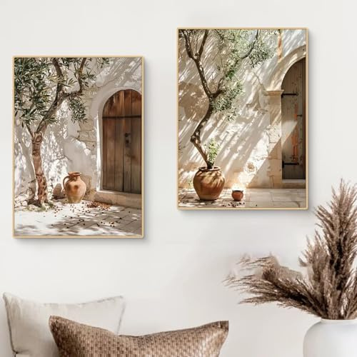 TROYSINC 2er Mediterrane Pflanzen Poster Set, Zitronenbaum Olivenbaum Bilder Set, Aesthetic Wandbilder Wohnzimmer Wanddeko für Wohnzimmer Schlafzimmer, ohne Rahmen (40x50cm,C)
