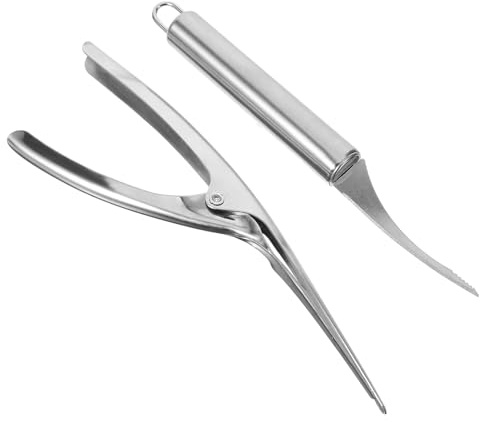 NUOBESTY Set 2 Pezzi Sbucciatore per Gamberetti in Acciaio Resistente alla Ruggine Tagliafilo per Gamberi Portatile e Ergonomico Pulitore Professionale per Pesce per Uso Domestico