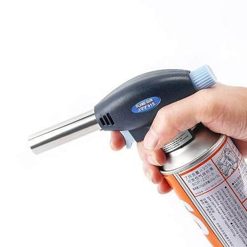 ZJWZCZCM Butane Torch with Electronic Ignition, Portable Cooking Torch for Creme Brulee, BBQ, and Welding, Adjustable Flame, Compatible with Butane Canisters(Butane Gas Not Included)