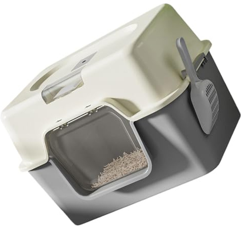 Sartenes de arena para conejos, caja de arena fácil de limpiar con tapa sin residuos, superficies lisas, caja de arena cubierta desmontable