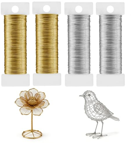4 Rolls 0.3mm/28 Gauge Thin Wire for Crafts 656ft Thin Jewelry Wire | 164ft per Roll Flexible Material for Beading, Wrapping & DIY Crafts