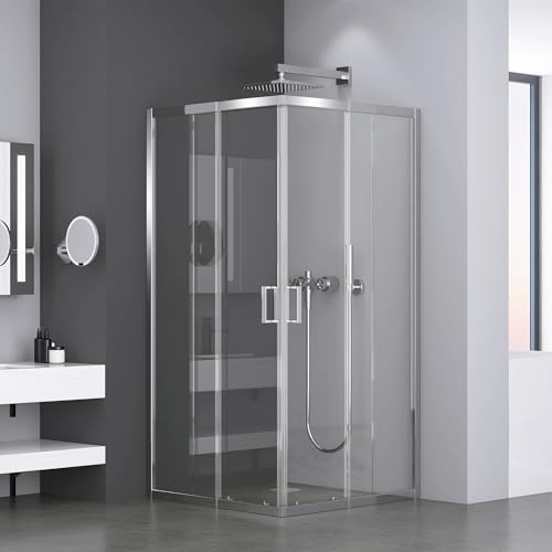 STARLEAD Duschkabine Variabel 75-90 cm – Flexibler Eckeinstieg Passend für Duschkabine 90x90 & 80 x 80, 180cm 4mm ESG Sicherheitsglas, Magnetdichtung, Moderne Komplettdusche, Alu Natur