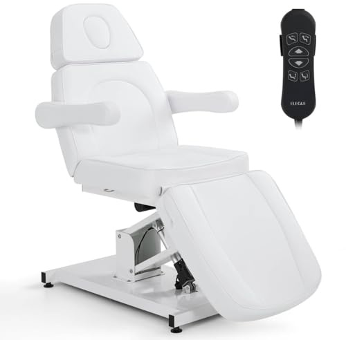 ELEGUE Kosmetikliege Elektrisch, Massageliege Klappbar, Tattoo Liege mit 3 Motoren, Massageliege Elektrisch für SPA Salon 2782 (Weiß)