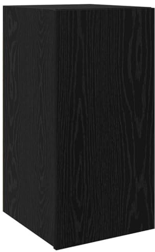 Foknhdi Wand-TV-Schrank Schwarz Eiche 30,5x30x60 cm, Holzwerkstoff Modernes Sideboard mit Tür und Regal, platzsparendes TV-Board für Wohnzimmer Schlafzimmer Büro