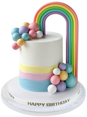 19PCS Rainbow Cake Toppers Colorful Pastel Balls Cake Decorations for Rainbow Theme Baby Shower Girls Boys Birthday Wedding Party Supplies