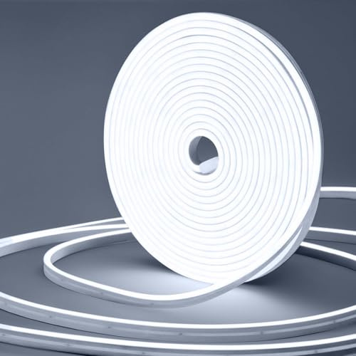 LangPlus+ LED Neon Streifen 10M Dimmbar 24V Strip 1200 LEDs Kaltweiß 6500K | Neon Lichtband Silikon IP65 Wasserdicht Flexibel Zuschneidbar LED Strip Lichtschlauch für Schlafzimmer Garten Beleuchtung