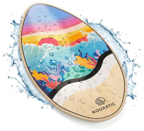AQUASTIC Lagoon 39 Skimboard in compensato di pioppo, 99 x 49 cm, portata 100 kg, tavola colorata per principianti ed esperti