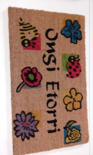 HELGUEFER - Felpudo de Fibra de Coco Ongi-Etorri con Base de PVC 40x70 cm