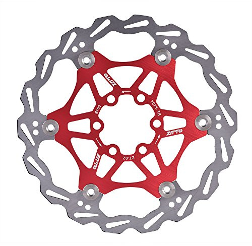 bremsscheibe 160mm,160mm Scheibenbremse Fahrrad Bremsscheiben Rotor Floating Straße Mountainbike Fahrrad-hintere Rotoren Schrauben Bremsbelag Rot Schwarz 6 Schrauben(Rot)
