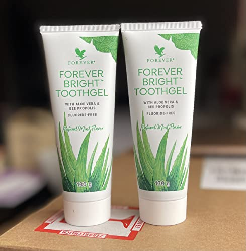 Forever Living - Bright Toothgel - (2 x 130 g) | Aloe-Vera-Gel und Bienenpropolis; fluoridfreies Zahngel mit Pfefferminz- und Krauseminzgeschmack; für die tägliche Mundpflege