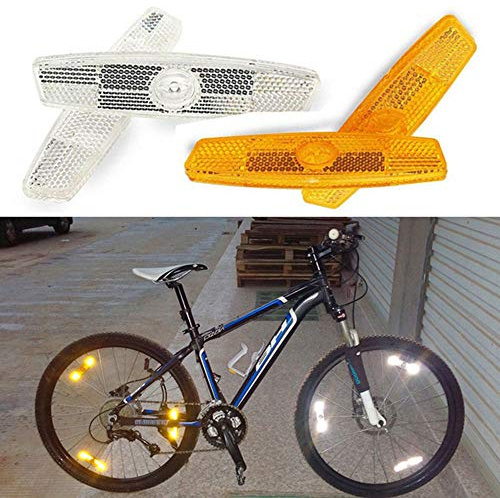 EORTA 4 Pieces Bicycle Wheel Spoke Reflector Night Safety Riding Bike Warning Light Reflector Bike Decoration Accessories for Mountain Bike Road Bike, Yellow and White