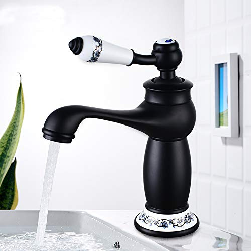 WUPYI2018 Mischbatterie Wasserhahn Bad Armatur Waschtischarmatur Waschbeckenarmatur Einhebelmischer Badarmatur Vintage Waschbecken Mischbatterie für Küche Bad (Schwarz)