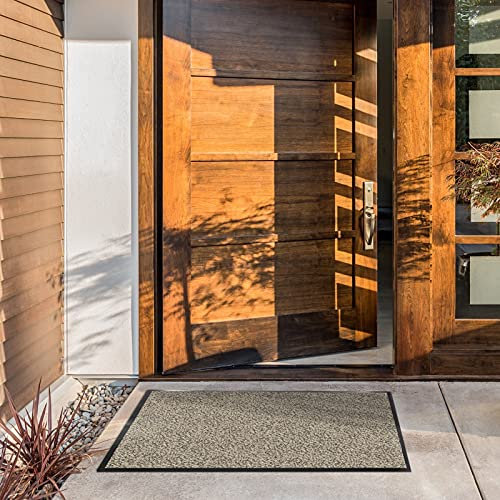 casa pura Tapis Entrée Intérieur - Tapis Antidérapant et Anti-Poussière - Paillasson d'Entree Interieur - Tapis de Porte Lavable et Ultra Absorbant - Beige-Noir 40x60 cm