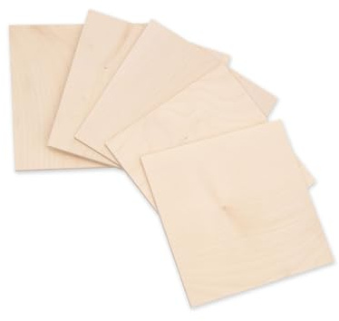 wodewa Bastelfurnier Ahorn Vollholz 150x150mm 2mm | Sägefurnier 5er Set Echtholz | Bastelholz zum Bemalen Lasern Gravieren | Made in Germany Modellbau Scrapbooking DIY