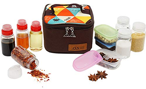 JasCherry 10 Pz/set Barattoli spezie Barattoli portaspezie campeggio portatile salsa Bottiglie condimento piccoli in plastica Bottiglia olio per barbecue Campeggio all'aperto con Borsa da Trasporto
