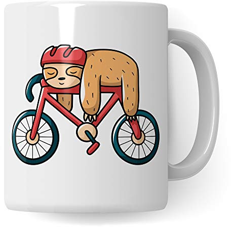 Pagma Druck Fahrrad Tasse Faultier, Geschenk Fahrradfahrer, Fahrräder Becher mit Fahrradmotiv, Rennrad Mountainbike Fahrrad Geschenkideen Radsport Radfahren Radfahrer Kaffeetasse lustig