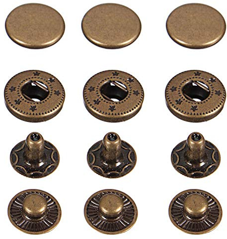 Trimming Shop 20 mm S-Federdruckknöpfe, 4-teilig, langlebig und leicht, Metall-Druckknöpfe für DIY Lederwaren, Jacken, Reparatur-Kleidung, Geldbörsen, Bronze, 10 Stück