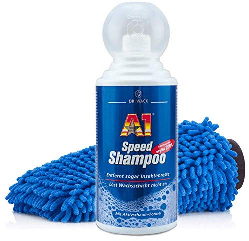 detailmate Dr. Wack Basic Waschset Autowäsche - Handwäsche - Hauptwäsche - Fahrzeugpflege: Dr. Wack A1 Speed Shampoo 500ml mit Aktivschaum-Formel Mikrofaser-Chenille Waschhandschuh