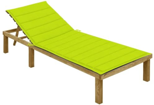 vidaXL Kiefernholz Imprägniert Sonnenliege mit Hellgrüner Auflage Gartenliege Relaxliege Holzliege Liege Gartenmöbel Saunaliege Freizeitliege Strandliege