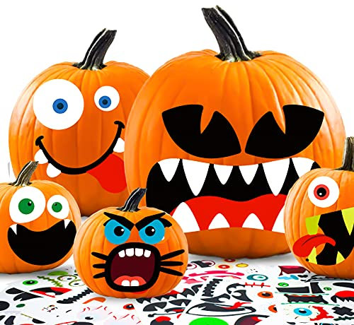 JYUYNY 35 Hojas Pegatinas de decoración de calabaza de Halloween Pegatinas de Expresión de Decoración Halloween Jack-o-Lantern Kit de decoración de truco o trato