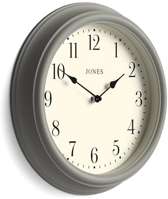 JONES CLOCKS® Venetian Wanduhr | Klassische runduhr | 30cm | Grau | Arabische ziffern | Traditionelles Design, ideal für küche, Wohnzimmer oder Schlafzimmer
