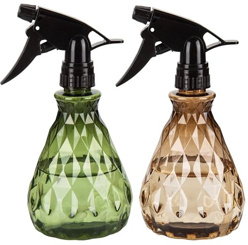 Vwoqiy 2 Stk Sprühflaschen 500ml, Zerstäuber Leere Sprühflasche mit Verstellbare Sprühkopf, Pflanzen Wasserspritze Blumensprüher Sprühflaschen für Pflanzen, Blumen, Garten, Friseur (Grün Braun)