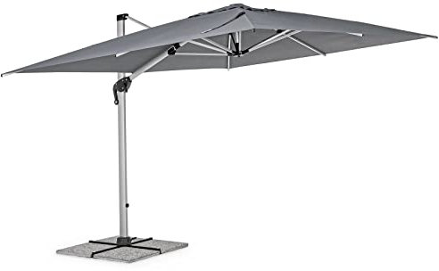 Decorspace Ombrellone in Alluminio con palo Laterale orientabile da Giardino Ines (3 x 4 mt, Anodizzato-Grigio)