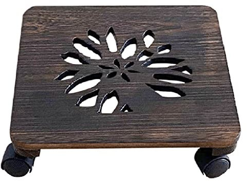 DUNAKE Pflanzenroller Eckig Rollbrett Pflanzen Outdoor Untersetzer Mit Rollen Holz 360 ° Feststellbare Räder, Blumentopf Untersetzer Für Terrasse/Sukkulententöpfe (Color : B, Size : 10 inch)