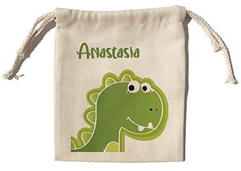 LolaPix Borsa Dinosauro. Borsa Merenda Personalizzata. Borsa Porta Pranzo Bambini. Per Scuola. Piccola. Due Dimensioni 17x20cm e 22x30cm. Amico di Dino