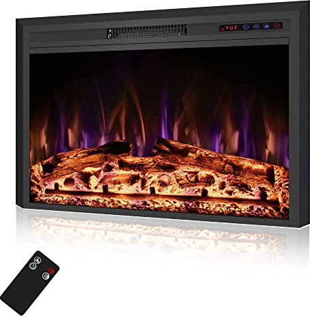 Rodalflame 36 Width Electric Fireplace Inserts with Adjustable Flame Colors, Fireplace Heater with Touch Screen & Remote Control, Recessed in Wall, 750/1500W, Timer