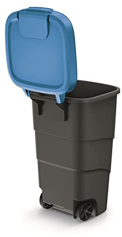 Prosperplast Wheeler 110L Müllbehälter mit Rädern und Deckel Mülltonne Müllgroßbehälter Großmülltonne Universaltonne Kunststoff (Blau)