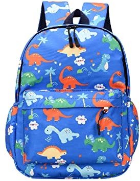 VReder Toddler Boys Girl Kids Backpack, Mini Dinosaur Bag Kindergarten Canvas Rucksack, School Bag Holiday Travel Bookbag Outdoor Daypack for 3-7 Year Old (Blue)