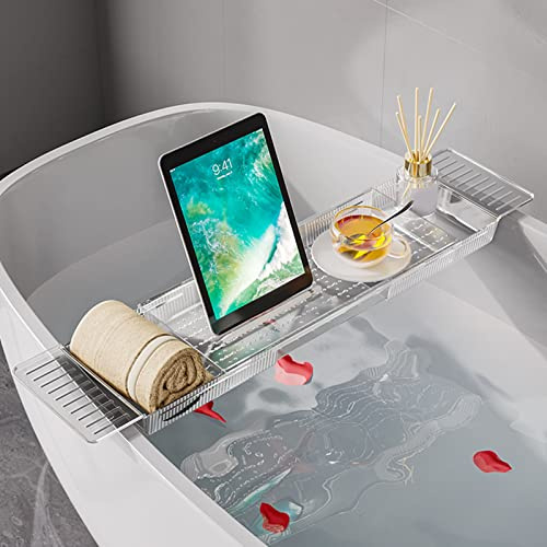 Alvinlite Badewannen-Caddy-Tablett, Erweiterbares Abfluss-Badezimmer-Regal, Caddy-Tablett, Badezimmer-Theken-Organizer, Badewannen-Aufbewahrungsregal, Badewannen-Zubehör Und Badezimmer-Gadgets(Weiss)