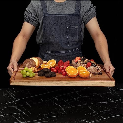 Garvee Tagliere grande in legno di acacia da 50 x 38 cm, per cucina, 3,8 cm di spessore, con scanalatura per succo, taglieri per preparare e servire i pasti, blocco in legno per macellaio per carne