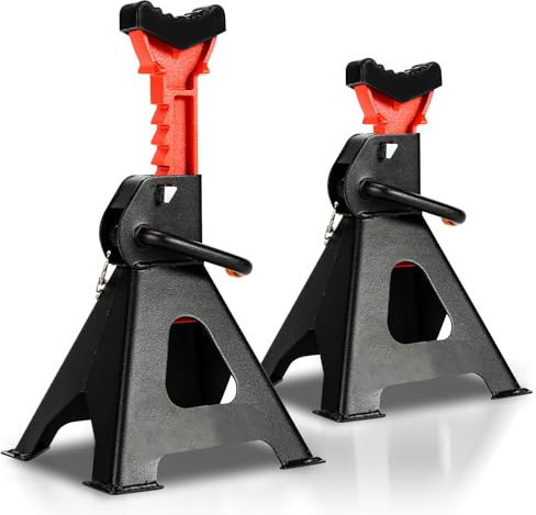 Jopassy Cavalletto di sostegno 3T, 2 pezzi, regolabile in altezza, 285 – 430 mm, supporto per auto con fusibile, supporto per auto