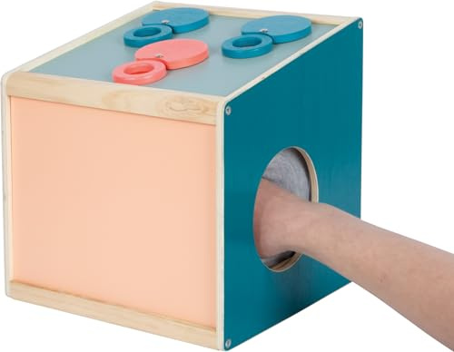 small Foot Sinnes- und Fühlbox „Sensory“, Holzbox zum Sehen, Hören, Riechen und Tasten, für Kinder ab 3 Jahren, 12466, Wood-Coloured