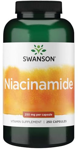 Swanson, Niacinamide, 250mg, Vitamin B3, No Flush, 250 Capsules, High-Dose, Soy-Free, Gluten-Free, GMO-Free