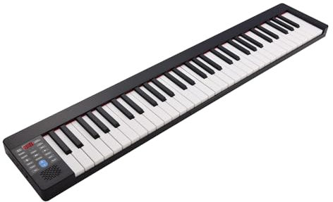HUIOP Pianoforte elettronico pieghevole a 61 tasti Organo elettronico multifunzionale Pianoforte digitale pieghevole Tastiera per pianoforte sensibile a 61 tasti con display LCD Batteria ricaricabile,