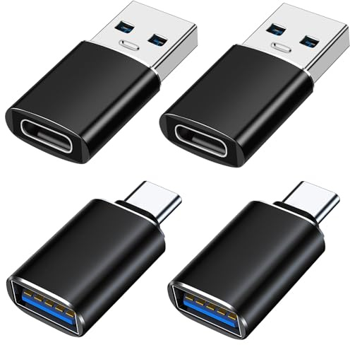 Adattatore USB a USB C 4 Pezzi, Adattatore USB Tipo C a USB3.0, Compatibile con MacBook, iPhone 17/16/15, iPad, Samsung Galaxy S25 S24 S23 A56 A16 A36, Telefoni di Tipo C, Tablet, PC e Altro Ancora