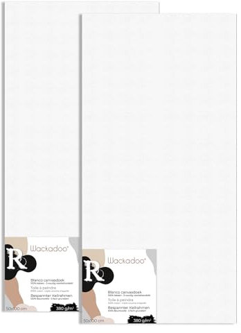 Wackadoo ART 2er Set Leinwand zum Bemalen 50x100 cm Leinwand aus 100% Baumwolle ist umlaufend gespannt auf FSC® Holz Keilrahmen mit 17mm Stärke, 380g/m², 2-fach weiß grundiert