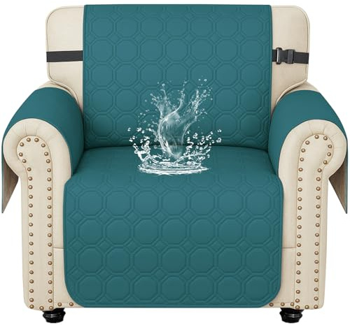 Ystyle Sofa Überzug 1 Sitzer Mit Armlehnen, Sofabezug Universal Wasserdicht, Wohnzimmer Antirutsch Waschbar Sofaschoner, Kratzfester Couch Überzug Für Haustiere Katzen Hunde, Dunkelgrün
