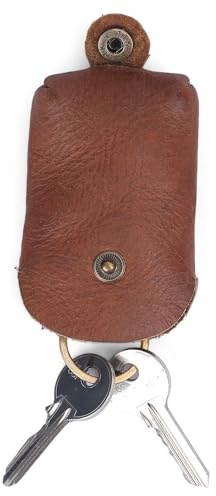 CestAntiQ Handmade Leather Key Sleeve Vintage Key Cover, Protective Key Case Stylish Key Ring Holder Durable Leather Key Organizer Custom Key Fob Protector for Men Women (Tan)