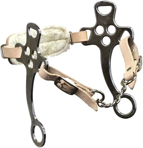 Colorado Saddlery Verchromtes Hackamore mit Fleece-gefüttertem Reithalfter – verstellbares, schweres Leder für Pferde, perfekt für Trail-Reiter, Packer/Outfitter – Western-Pferde-Zaumzeug