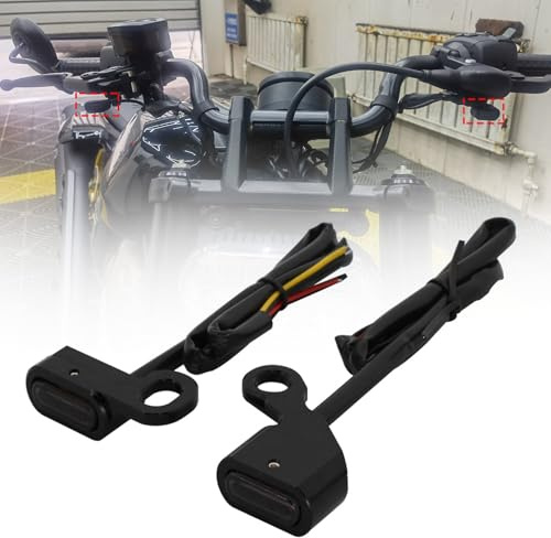 FINMOKAL Mini-LED-Blinker, Lenkerblinker, Kontrollleuchte, passend für Harley Sportster S 1250 RH1250S 2021–2023 (Schwarz + Bernstein)