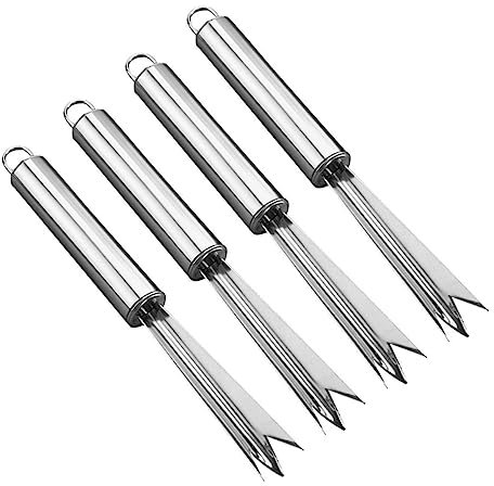 Cabilock 4piezas Herramientas De Acero Inoxidable Para Pelar Piña Con Cuchilla Removedor De Ojos y Tenedor Pelador Práctico Para Cocina y Camping