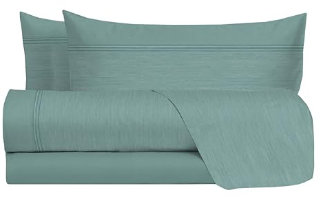 hermet Set Lenzuola Matrimoniali 100% Cotone, Completo Letto Matrimoniale, 2 Piazze Fantasia Effetto Tela, Lenzuolo da Sopra + Lenzuolo da Sotto + 2 Federe