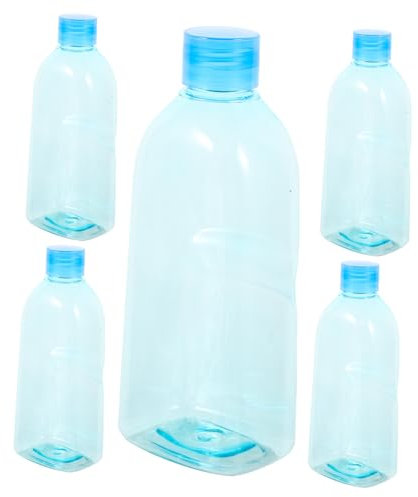 UTHCLO Flacons Compte-gouttes Bouteille de Voyage Pratique 250ml Lot de 5 en Plastique Bleu pour Solution D’entretien des Lentilles et Gouttes Oculaires