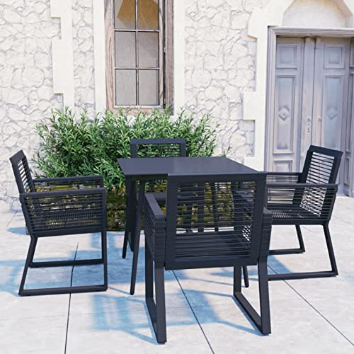 Festnight Gartenmöbel Set 4 Stühle mit Tisch Gartenmöbel Set 4 Personen Terrassenmöbel Außen Sitzgruppe Outdoor Gartentisch mit Stühlen Set Garten Essgruppe Wetterfest Gartengarnitur PVC Rattan