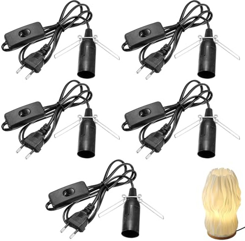E14 Lampenfassung mit Schalter, 5 Stück Kabel mit Schalter für Salzlampe, E14, Salzlampe Fassung mit 1,8m Kabel Isolierschalter und Eurostecker für Salzlampe, Lampenaufhängung